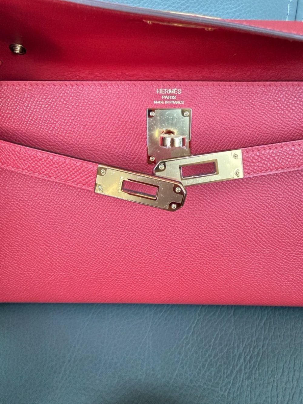 Hermès mini Kelly Elan Red Epsom Gold Hardware Clutch Crossbody Full Set New - Picture 13 of 17